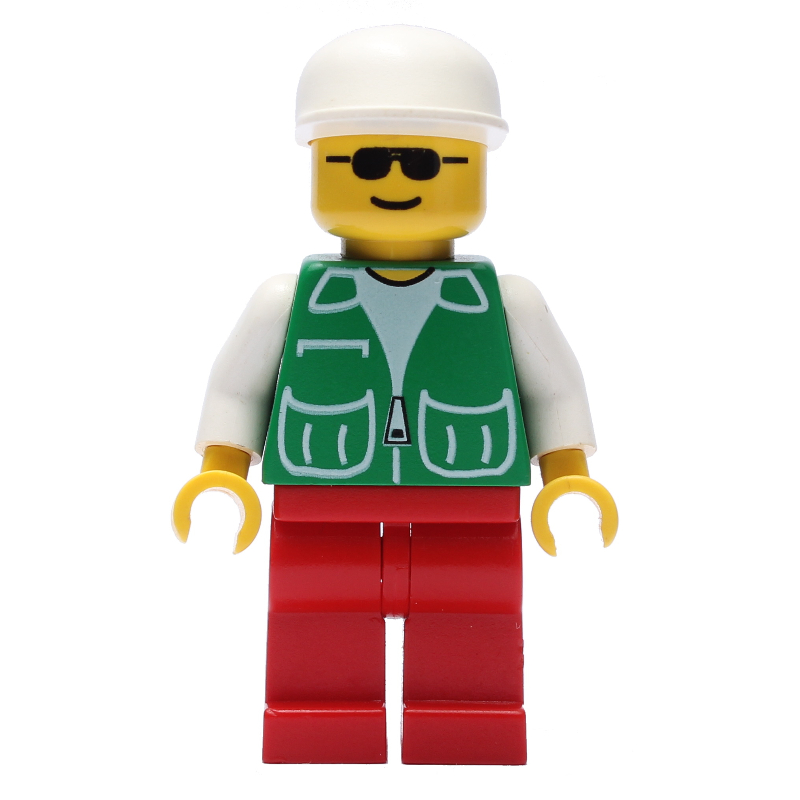 Homme, veste verte, jambes rouges, casquette blanche (Man, Green Jacket, Red Legs, White Cap)