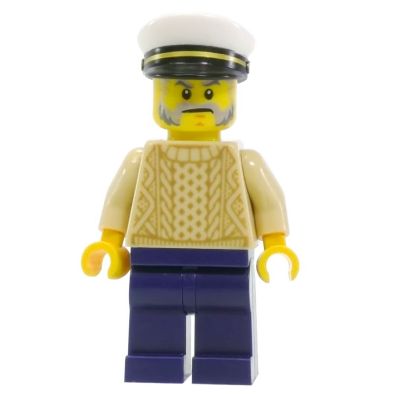 Pull torse beige, jambes bleu foncé, chapeau de capitaine (Tan Torso Sweater, Dark Blue Legs, Captain Hat)