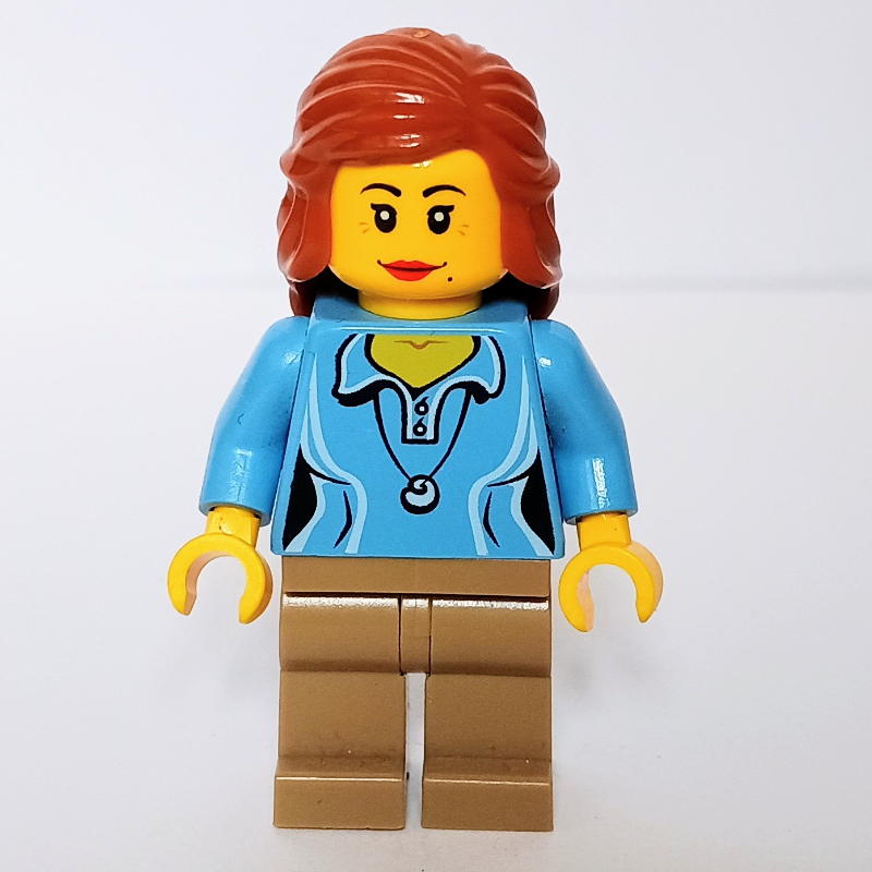 Torse bleu moyen, jambes beige foncé, cheveux orange foncé (Medium Blue Torso, Dark Tan Legs, Dark Orange Hair)