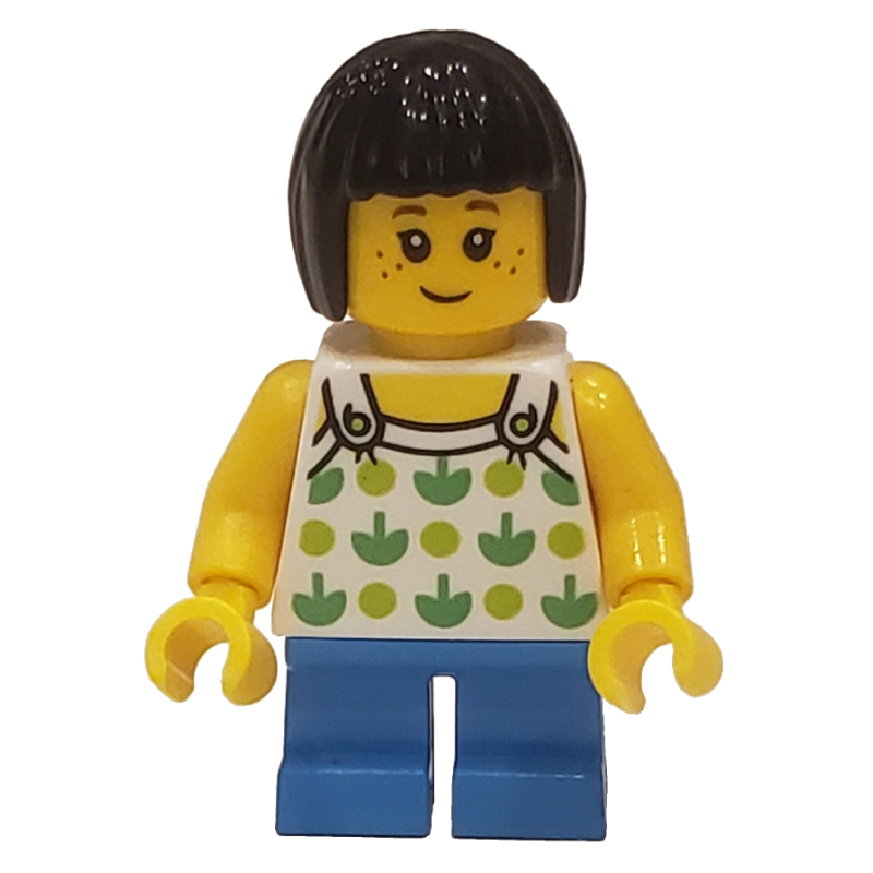 Enfant, torse blanc, jambes azur foncé, cheveux noirs (Kid, White Torso, Dark Azure Legs, Black Hair)
