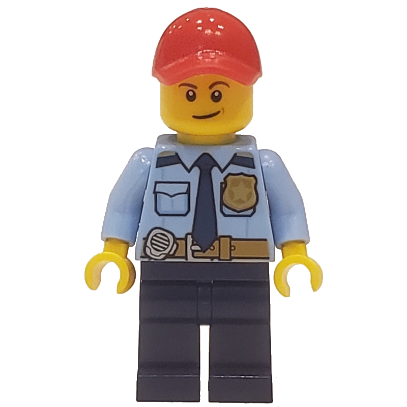 Police - chemise bleu clair vif, jambes bleu foncé (Police - Bright Light Blue Shirt, Dark Blue Legs)