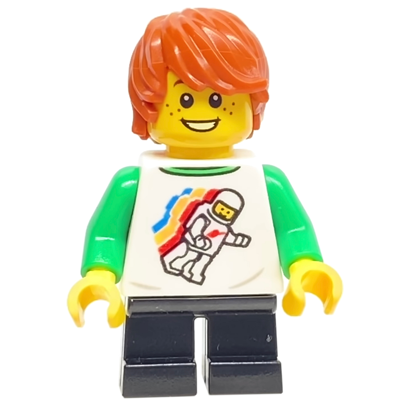 Garçon, torse blanc, jambes noires, cheveux orange foncé (Boy, White Torso, Black Legs, Dark Orange Hair)