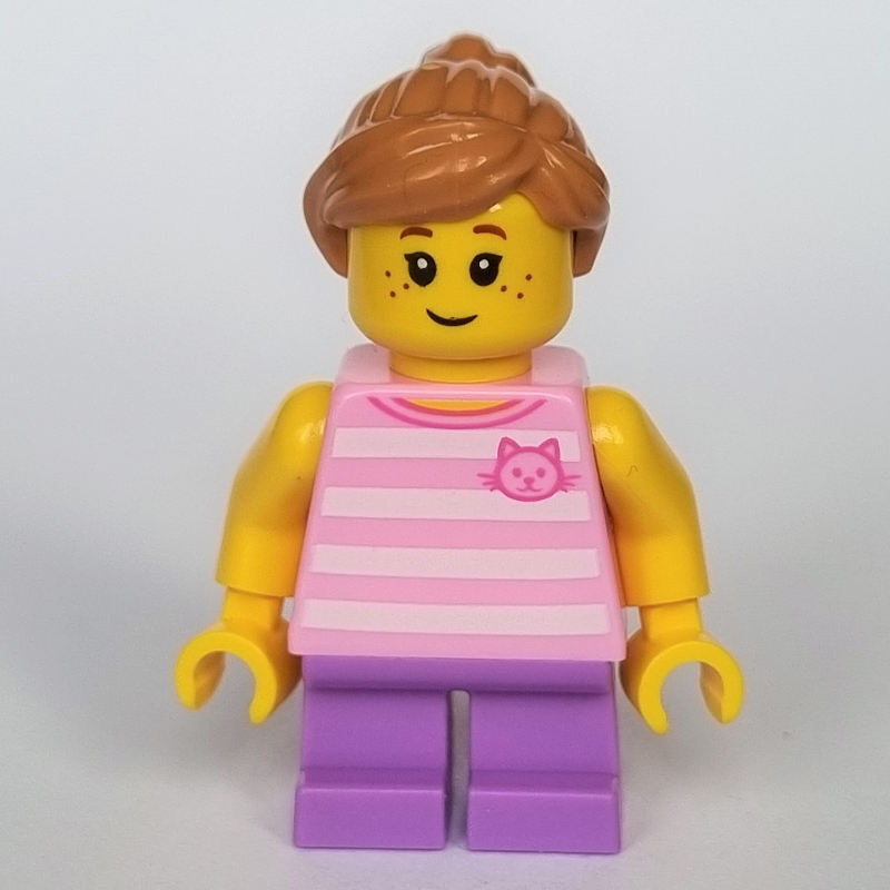 Enfant, torse rose vif, jambes lavande moyen, cheveux nougat moyen (Kid, Bright Pink Torso, Medium Lavender Legs, Medium Nougat Hair)