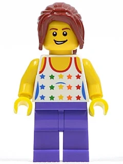 Torse blanc, jambes pourpre foncé, cheveux rouge foncé (White Torso, Dark Purple Legs, Dark Red Hair)