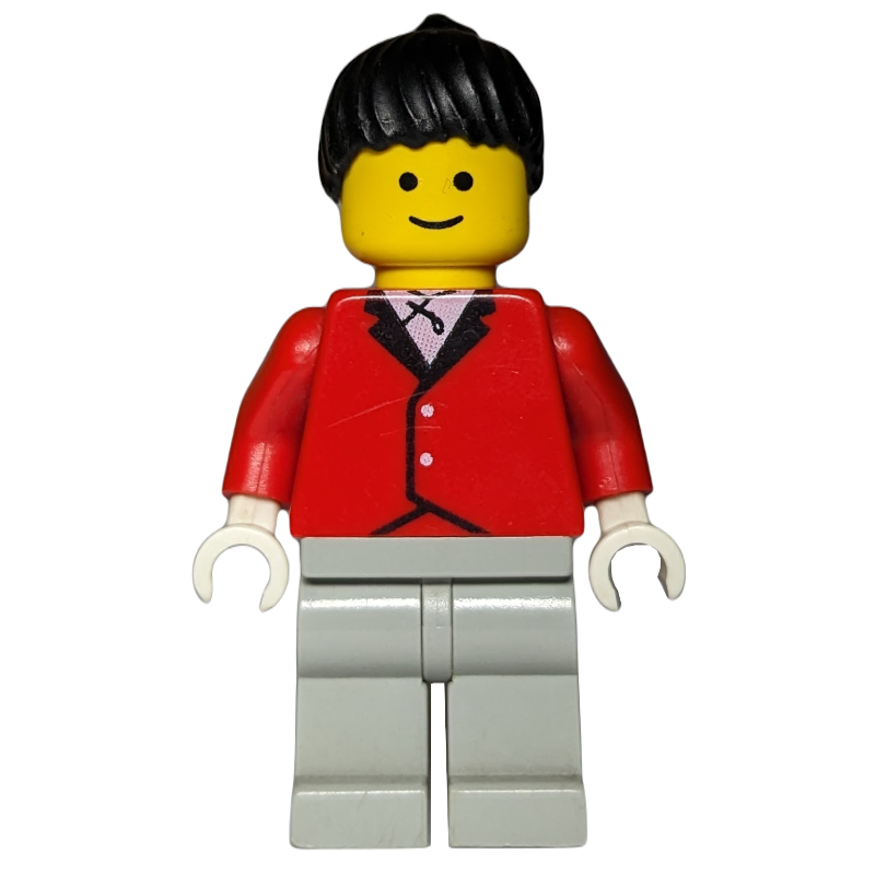 Femme, veste d'équitation rouge, jambes gris clair, cheveux noirs (Woman, Red Riding Jacket, Light Gray Legs, Black Hair)