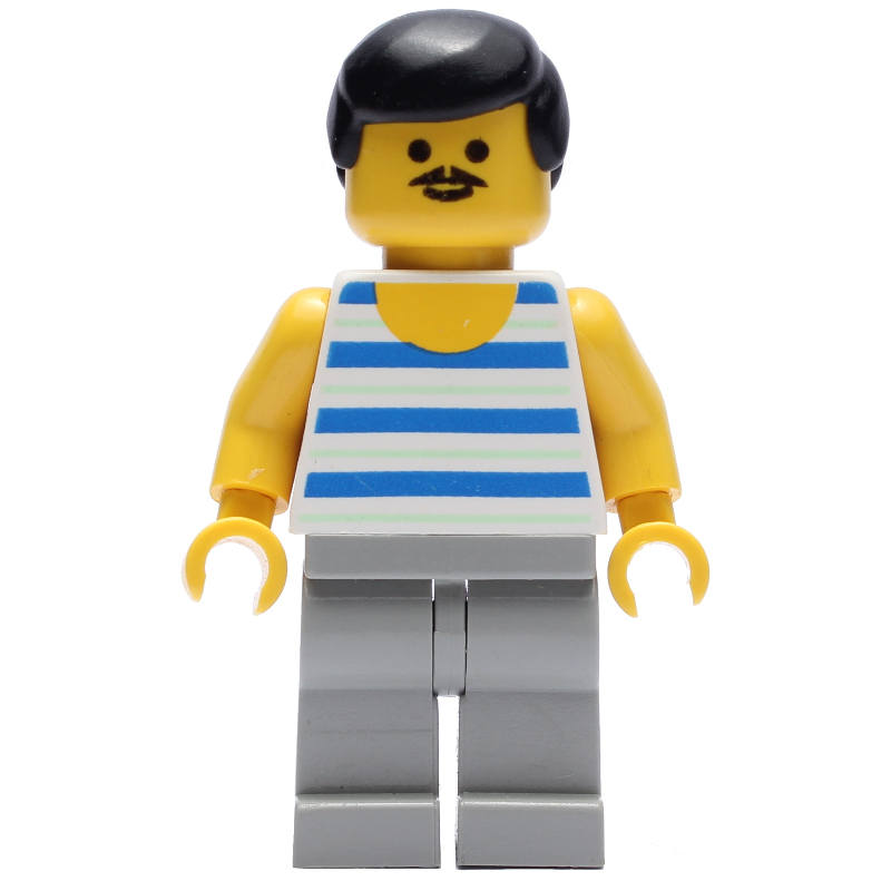 Torse blanc, jambes gris clair, cheveux au dos (White Torso, Light Grey Legs, Back Hair)