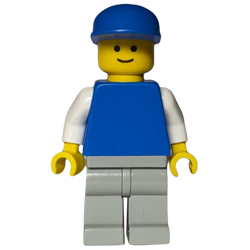 Torse bleu, jambes gris clair, casquette bleue (Blue Torso, Light Grey Legs, Blue Cap)
