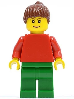 Torse rouge, jambes vertes, cheveux brun rougeâtre (Red Torso, Green Legs, Reddish Brown Hair)