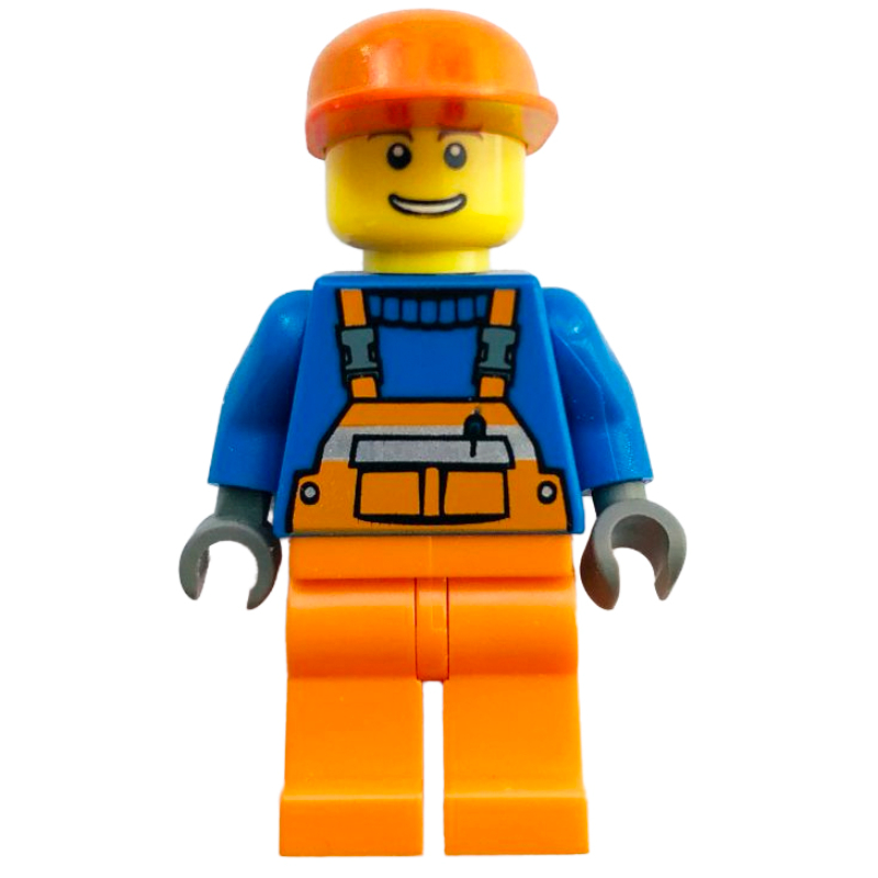Torse bleu, ensemble orange, casquette orange (Blue Torso, Orange Overall, Orange Cap)