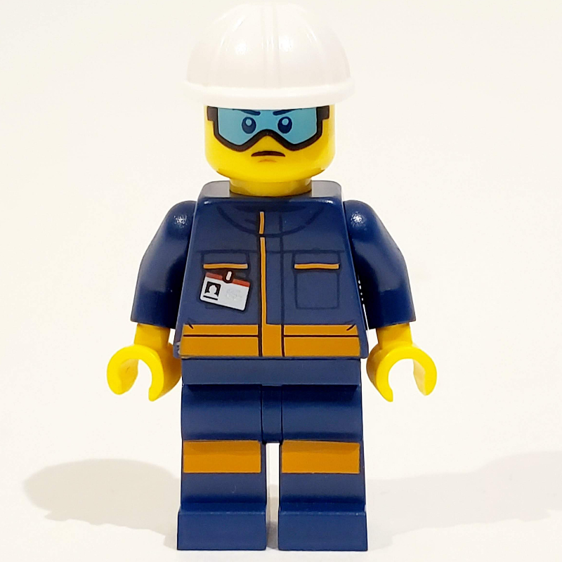 Technicien - torse bleu foncé, jambes bleu foncé, casque blanc (Technician - Dark Blue Torso, Dark Blue Legs, White Helmet)