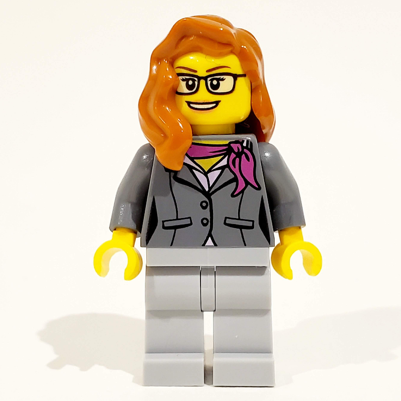 Scientifique - torse gris bleuté foncé, jambes gris bleuté clair, cheveux orange foncé (Scientist - Dark BLuish Grey Torso, Light Bluish Grey Legs, Dark Orange Hair)