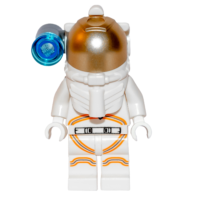 Astronaute - torse et jambes blancs, garniture orange, casque blanc, lampe latérale (Astronaut - White Torso and Legs, Orange Trim, White Helmet, Side Lamp)