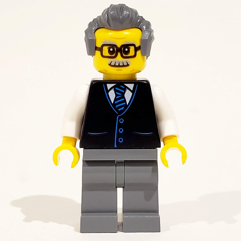 Directeur de lancement - torse noir, jambes gris bleuté foncé, cheveux gris bleuté foncé (Launch Director - Black Torso, Dark Bluish Grey Legs, Dark Bluish Grey Hair)