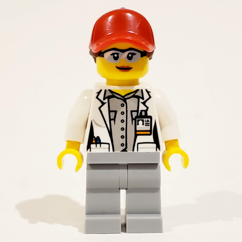 Scientifique - torse blanc, labcoat, jambes gris bleuté clair, casquette rouge (Scientist - White Torso, Labcoat, Light Bluish grey Legs, Red Cap)