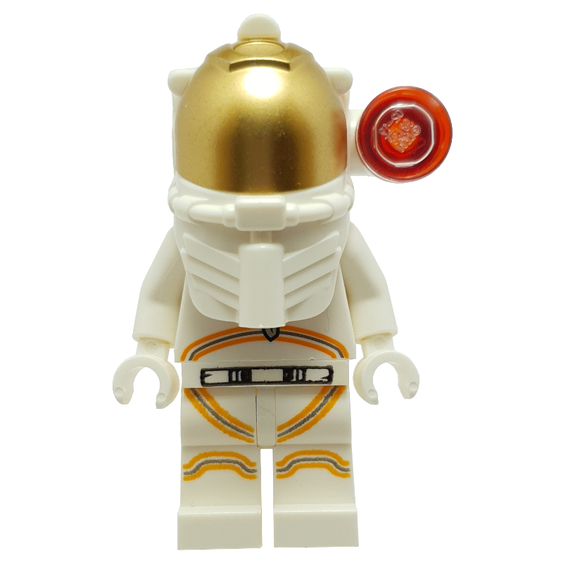 Astronaute - torse et jambes blancs, garniture orange, casque blanc, lampe latérale rouge (Astronaut - White Torso and Legs, Orange Trim, White Helmet, Side Lamp Red)