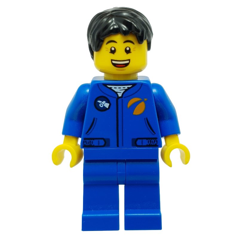 Astronaute - torse et jambes bleus, cheveux noirs (Astronaut - Blue Torso and Legs, Black Hair)