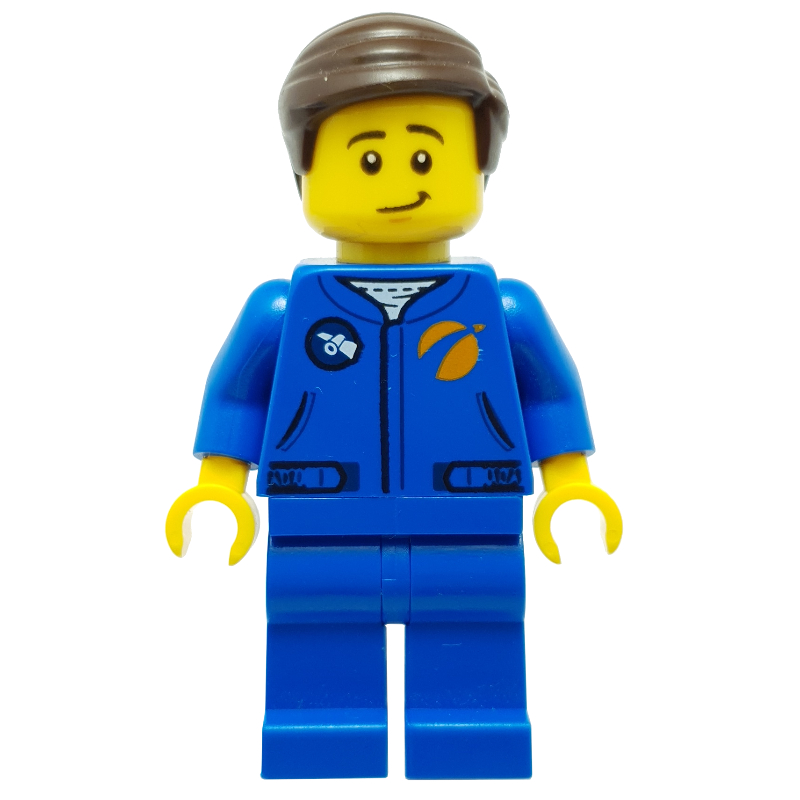Astronaute - torse et jambes bleus, cheveux brun foncé (Astronaut - Blue Torso and Legs, Dark Brown Hair)