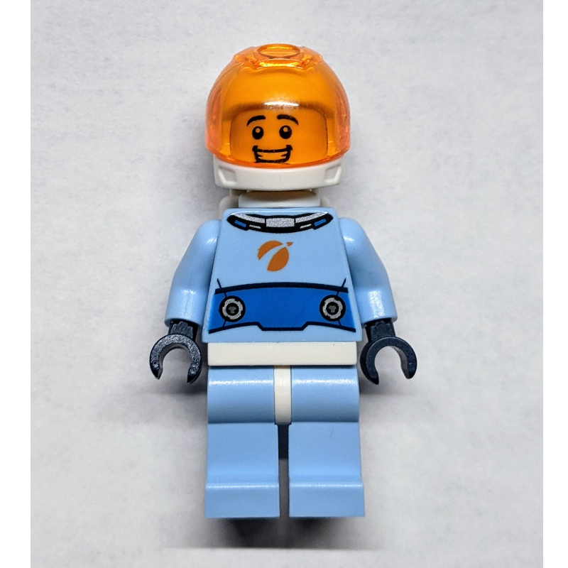 Astronaute - torse et jambes bleu clair, casque blanc, visière transparent orange (Astronaut - Bright Light Blue Torso and Legs, White Helmet, Trans Orange Visor)