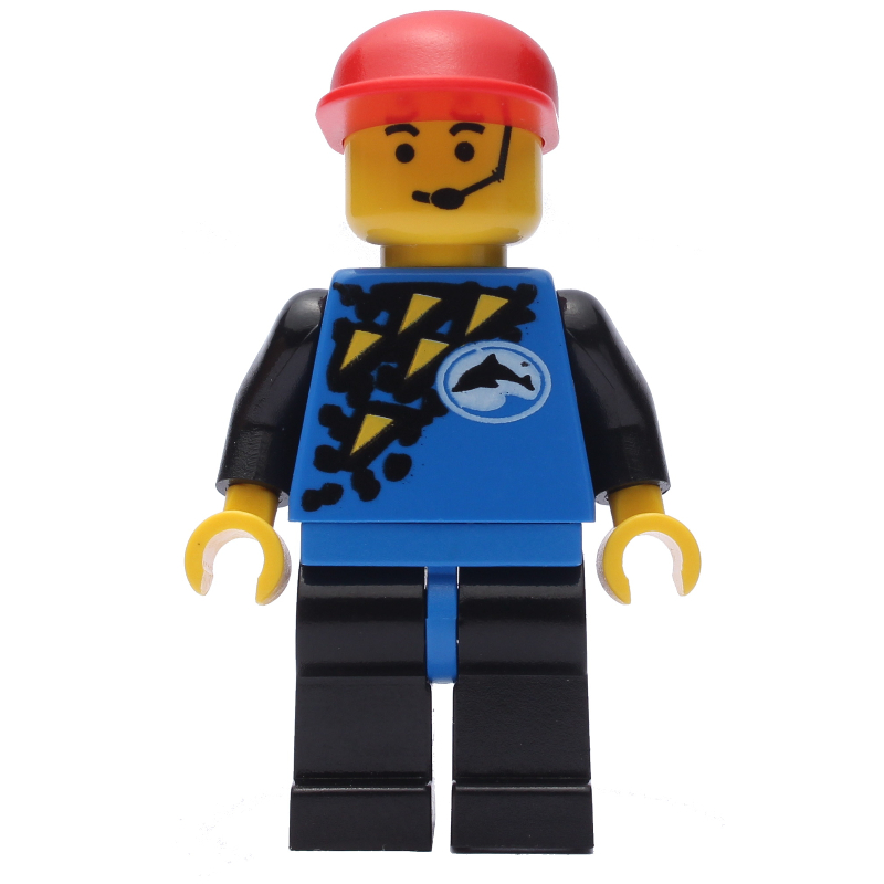 Explorateur marin, combinaison de plongée bleue, casquette rouge, micro-casque (Marine Explorer, Blue Wetsuit, Red Cap, Headset)