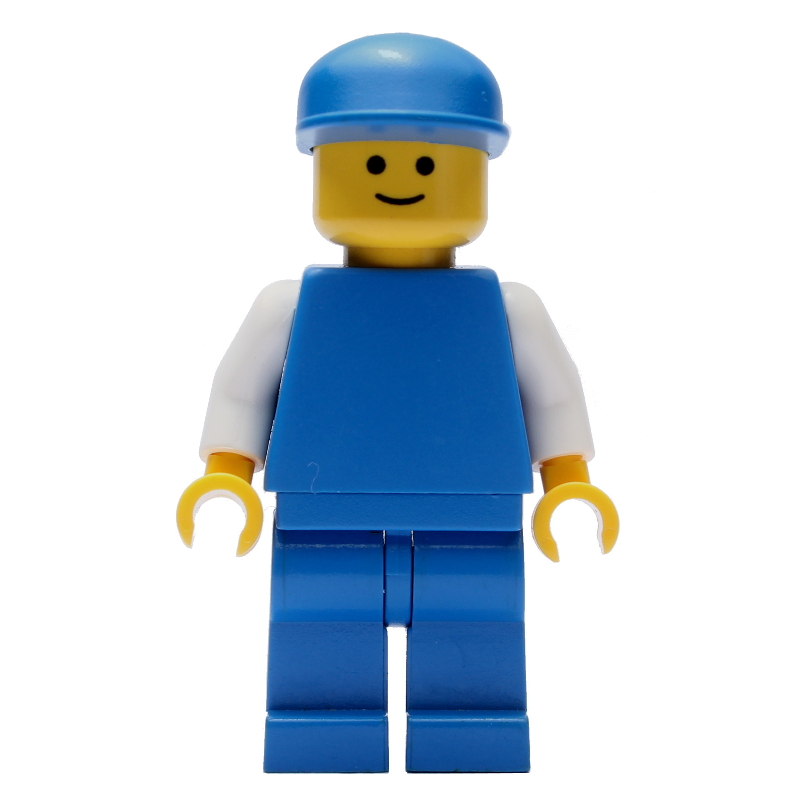 Homme, uni bleu avec des bras blancs, casquette bleue (Man, Plain Blue with White Arms, Blue Cap)