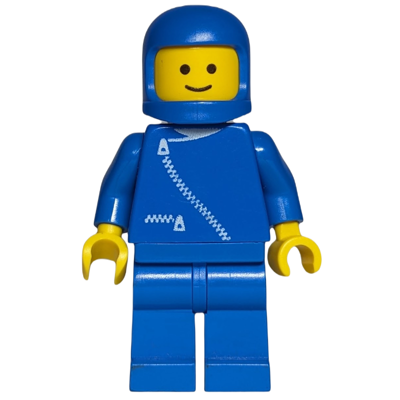 Homme, veste bleue avec fermeture à glissière, jambes bleues, casque bleu (Man, Blue Jacket with Zipper, Blue Legs, Blue Helmet)