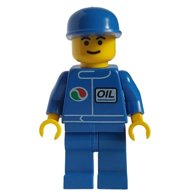 Coureur, veste bleue avec logo Octan, jambes bleues, casquette bleue (Racer, Blue Jacket with Octan Logo, Blue Legs, Blue Cap)
