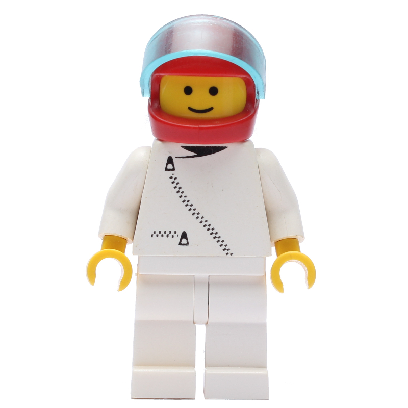 Pilote de course, veste blanche avec fermeture à glissière, casque rouge avec visière (3626b tête) (Racer, White Jacket with Zipper, Red Helmet with Visor (3626b Head))