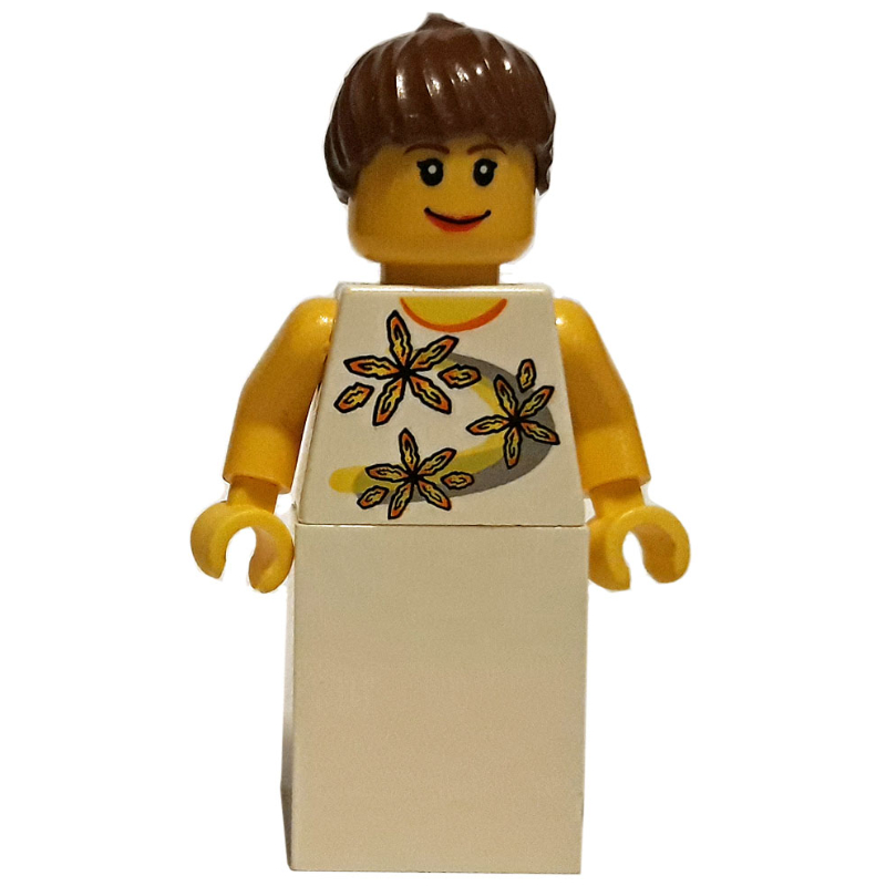 Mariée, robe blanche avec 3 fleurs (Bride, White Dress with 3 Flowers)