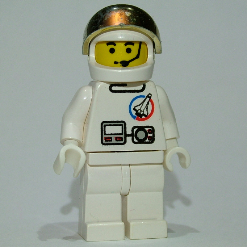Astronaute, blanc, casque avec grande visière en or chromé, micro-casque (Astronaut, White, Helmet with Large Chrome Gold Visor, Headset)