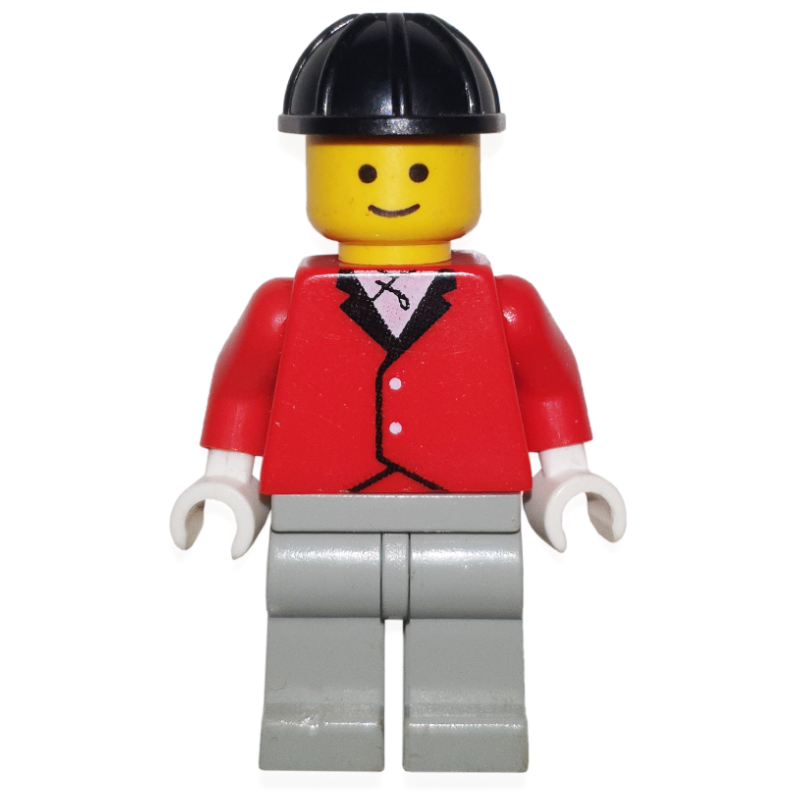 Homme, veste d'équitation rouge, jambes gris clair, casque de chantier noir (3626b tête) (Man, Red Riding Jacket, Light Gray Legs, Black Hard Hat (3626b Head))