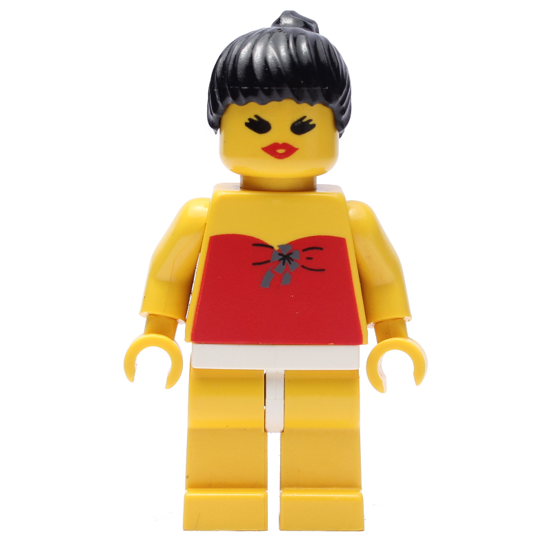 Femme, maillot de bain rouge, cheveux noirs - bouche ouverte (Woman, Red Swimsuit, Black Hair - Open Mouth)