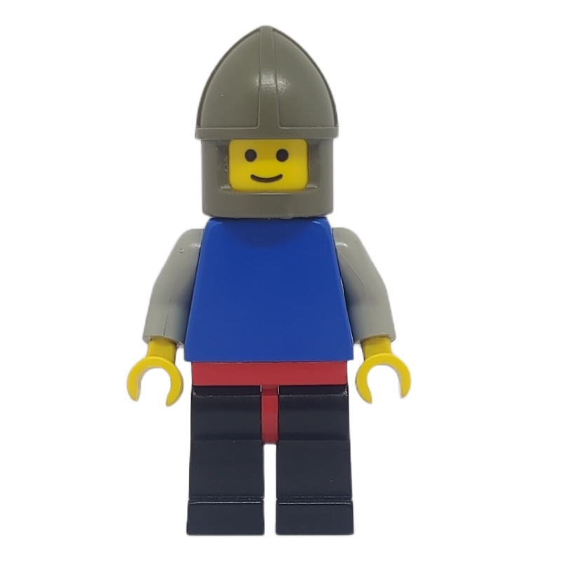 Chevalier, torse bleu, jambes noires, casque gris foncé (Knight, Blue Torso, Black Legs, Dark Gray Helmet)