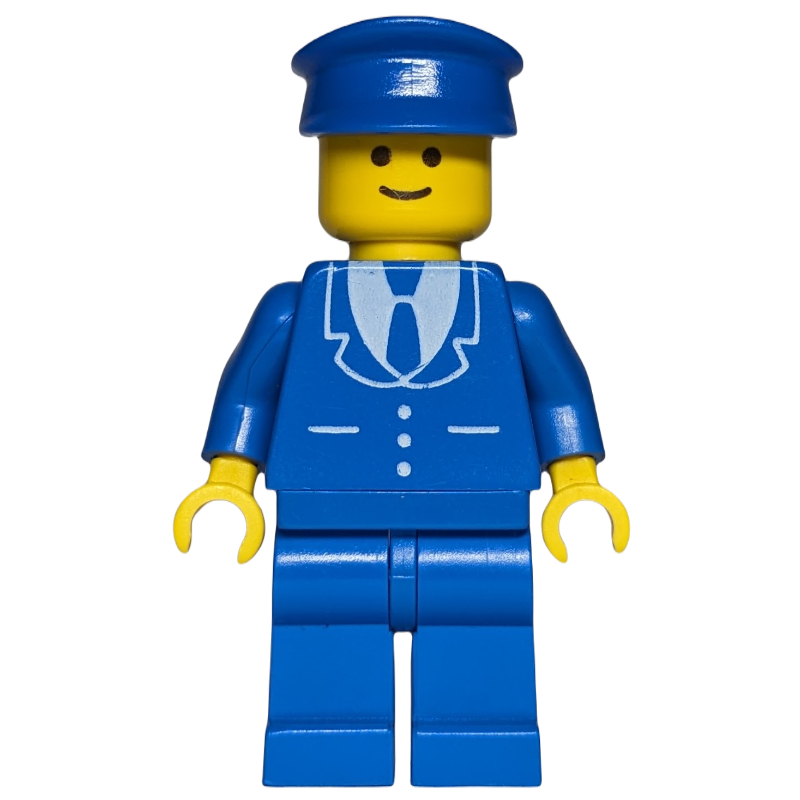 Homme, costume bleu avec cravate et trois boutons, chapeau bleu (Man, Blue Suit with Tie and Three Buttons, Blue Hat)