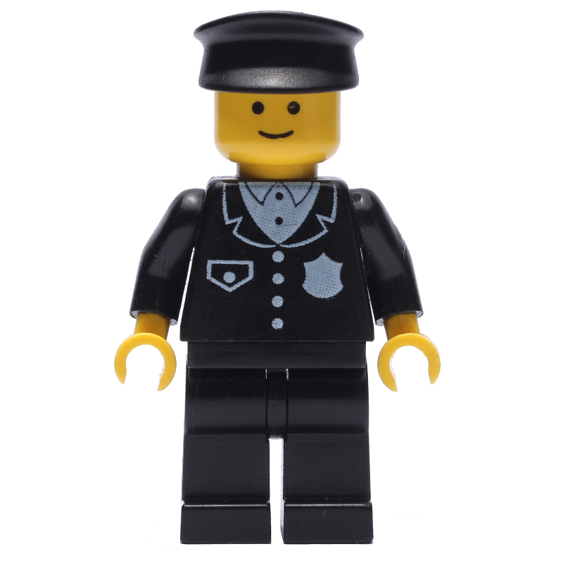 Policier, costume noir avec badge, chapeau noir (3626b tête) (Policeman, Black Suit with Badge, Black Hat (3626b Head))