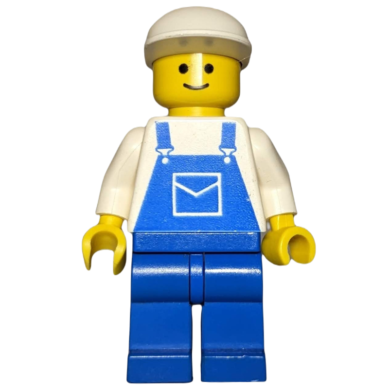 Homme, salopette bleue, casquette blanche (Man, Blue Overalls, White Cap)