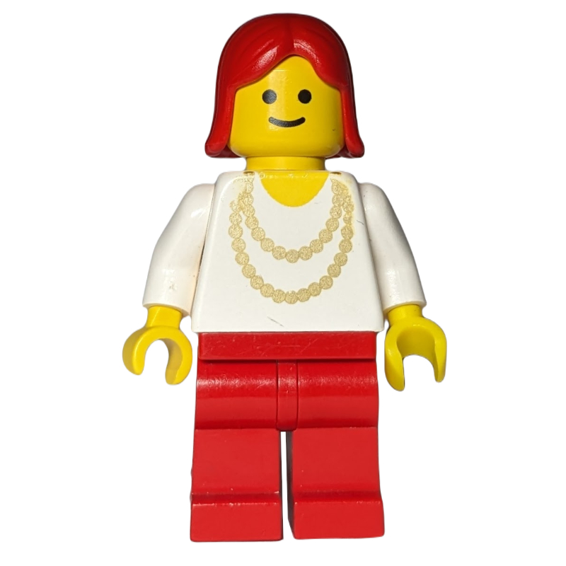 Femme, chemise blanche avec collier en or, jambes rouges, cheveux roux (3626b tête) (Woman, White Shirt with Gold Necklace, Red Legs, Red Hair (3626b Head))
