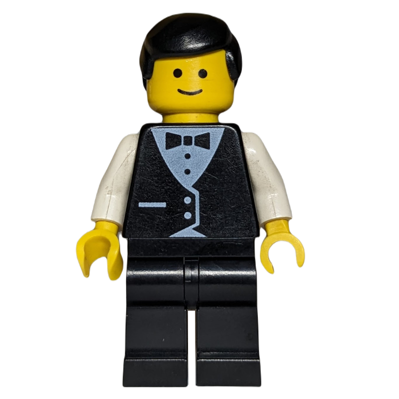 Serveur, homme, tenue noire et nœud papillon, cheveux noirs (3626b tête) (Waiter, Man, Black Suit and Bow Tie, Black Hair (3626b Head))