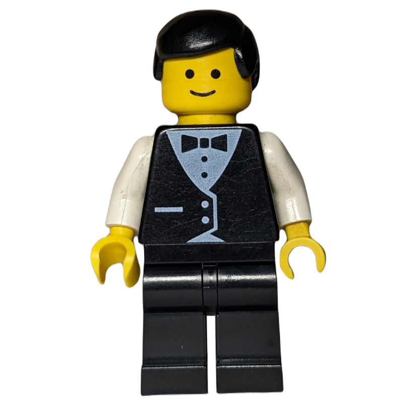 Serveur, homme, tenue noire et nœud papillon, cheveux noirs (3626a tête) (Waiter, Man, Black Suit and Bow Tie, Black Hair (3626a Head))