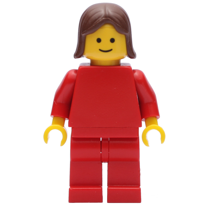 Femme, torse rouge, jambes rouges, cheveux bruns (3626b tête) (Woman, Red Torso, Red Legs, Brown Hair (3626b Head))
