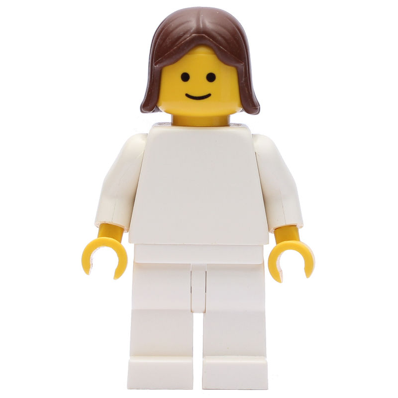 Femme, blanc uni, cheveux bruns (Woman, Plain White, Brown Hair)