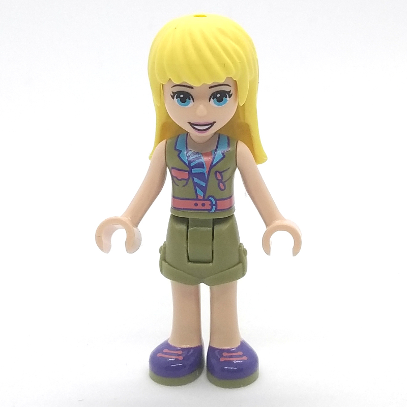 Stephanie — veste vert olive, jupe vert olive, cheveux jaune clair vif (Stephanie - Olive Green Jacket, Olive Green Skirt, Bright Light Yellow Hair)