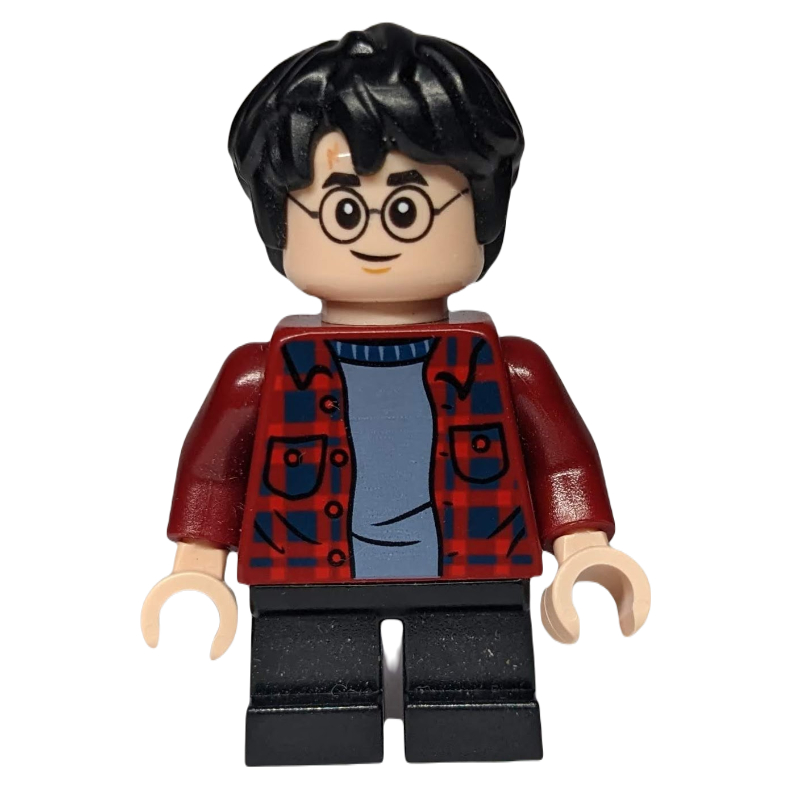 Harry Potter, chemise rouge foncé ouverte, courtes jambes noires (Harry Potter, Open Dark Red Shirt, Short Black Legs)