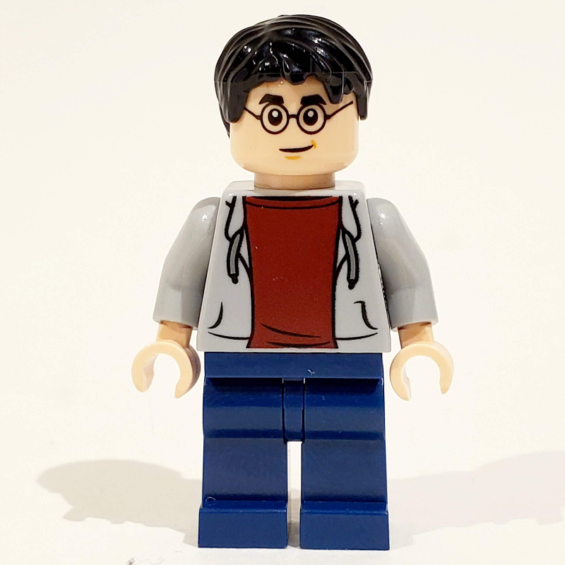 Harry Potter, veste ouverte gris bleuté clair sur chemise rouge foncé, jambes bleu foncé (Harry Potter, Open Light Bluish Gray Jacket over Dark Red Shirt, Dark Blue Legs)