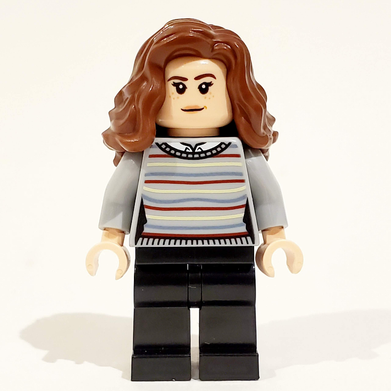 Hermione Granger, pull gris bleuté clair à rayures, jambes noires (Hermione Granger, Light Bluish Gray Sweater with Stripes, Black Legs)