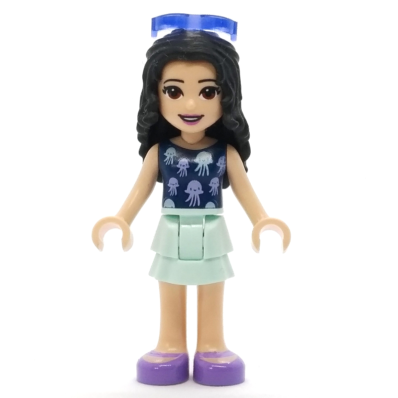 Emma — haut bleu foncé, jupe vert d’eau clair, lunettes (Emma - Dark Blue Top, Light Aqua Skirt, Glasses)