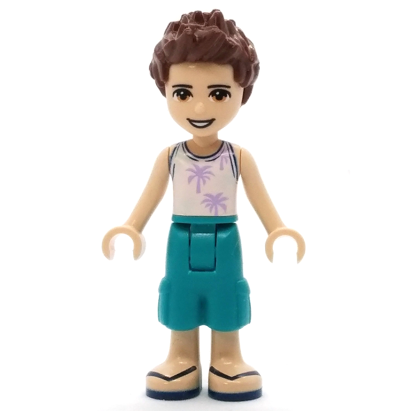 Ethan - chemise blanche, pantalon turquoise foncé, cheveux brun rougeâtre (Ethan - White Shirt, Dark Turquoise Trousers, Reddish Brown Hair)