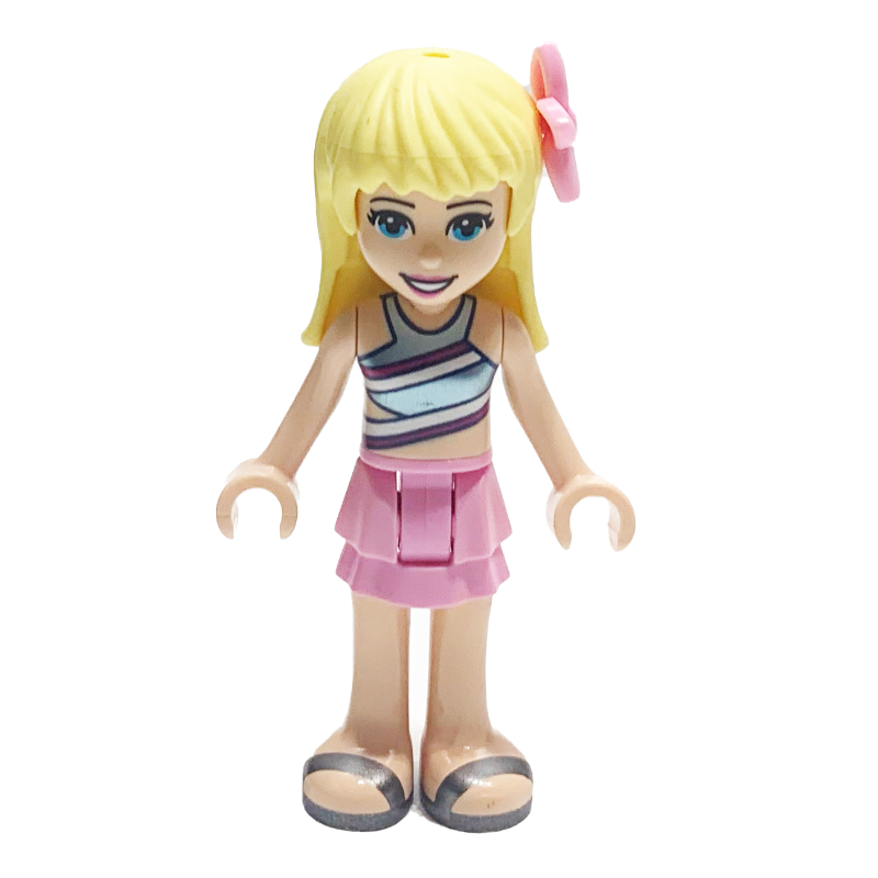 Stephanie — haut vert sable, jupe rose vif (Stephanie - Sand Green Top, Bright Pink Skirt)