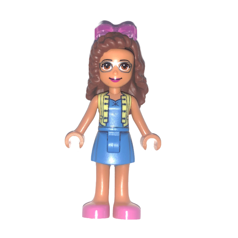 Olivia - veste jaune clair, jupe azur foncé, lunettes (Olivia - Bright Light Yellow Jacket, Dark Azure Skirt, Glasses)