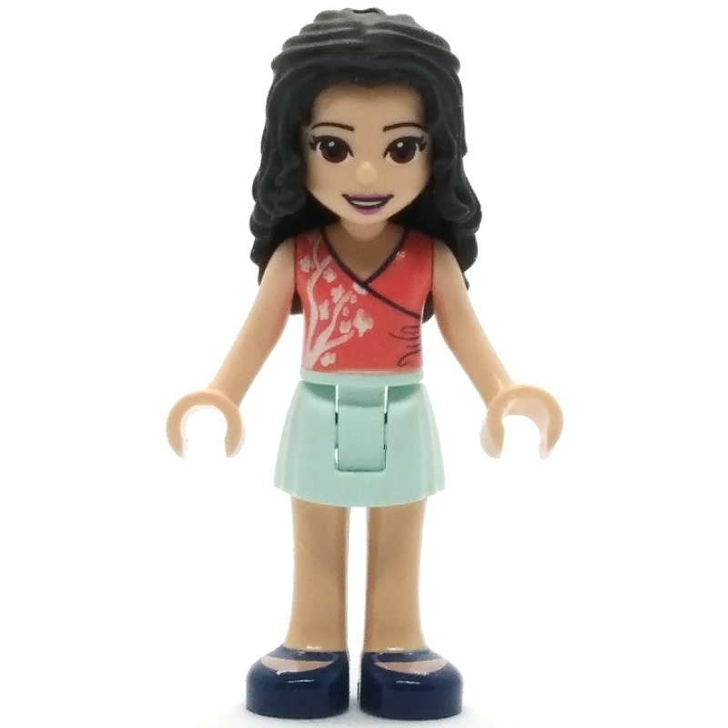 Emma — haut corail, jupe vert d’eau clair (Emma - Coral Top, Light Aqua Skirt)