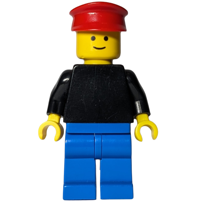 Homme, torse noir, jambes bleues, chapeau rouge (Man, Black Torso, Blue Legs, Red Hat)